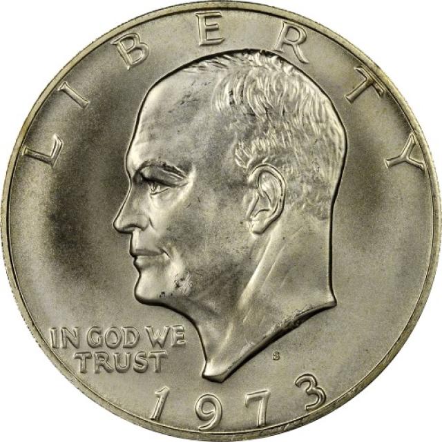Монета Ейзенхауер, срібний долар, 1 долар 1973, США, США