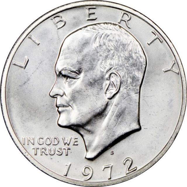 Монета Ейзенхауер, срібний долар, 1 долар 1972, США, США