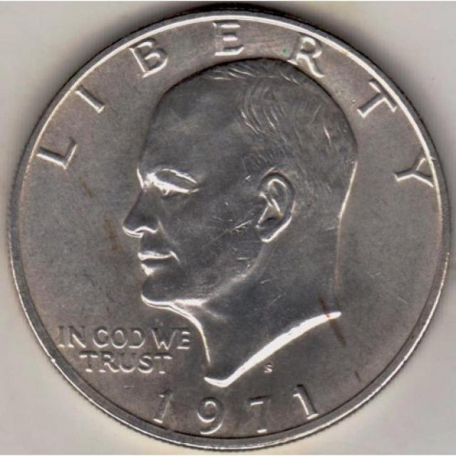 Монета Ейзенхауер, срібний долар, 1 долар 1971, США, США