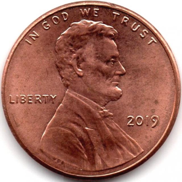 Монета Lincoln Cent, 1 цент 2019, США, США