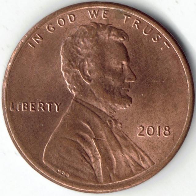 Монета Lincoln Cent, 1 цент 2018, США, США