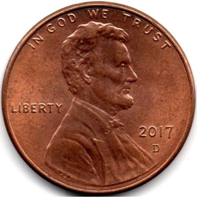 Монета Lincoln Cent, 1 цент 2017, США, США