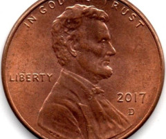 Монета Lincoln Cent, 1 цент 2017, США, США