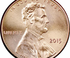 Монета Lincoln Cent, 1 цент 2015, США, США
