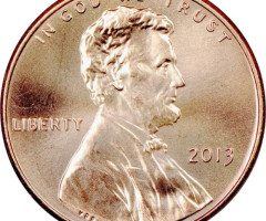Монета Lincoln Cent, 1 цент 2013, США, США
