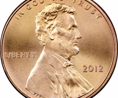 Монета Lincoln Cent, 1 цент 2012, США, США