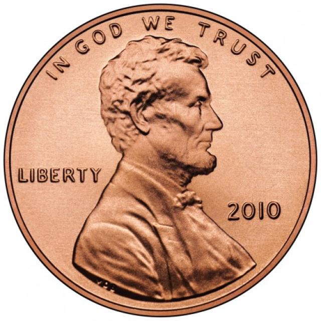 Монета Lincoln Cent, 1 цент 2010, США, США