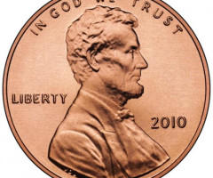 Монета Lincoln Cent, 1 цент 2010, США, США