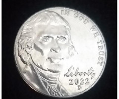Монета Jefferson Nickel, 5 центів 2022, США, США