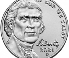 Монета Jefferson Nickel, 5 центів 2021, США, США