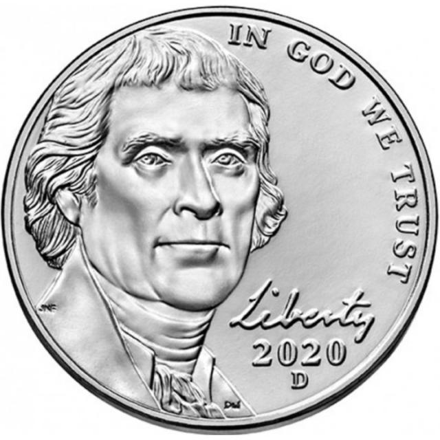 Монета Jefferson Nickel, 5 центів 2020, США, США