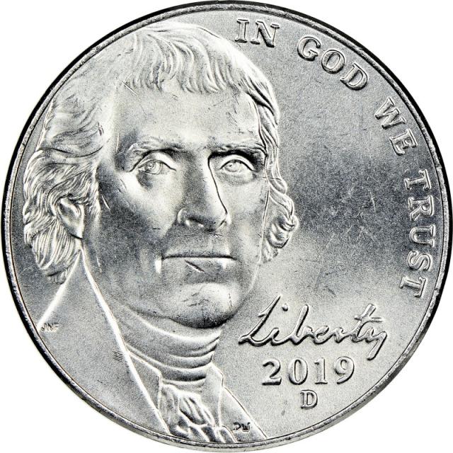 Монета Jefferson Nickel, 5 центів 2019, США, США