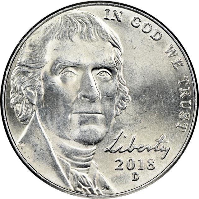 Монета Jefferson Nickel, 5 центів 2018, США, США