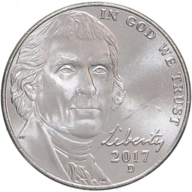 Монета Jefferson Nickel, 5 центів 2017, США, США