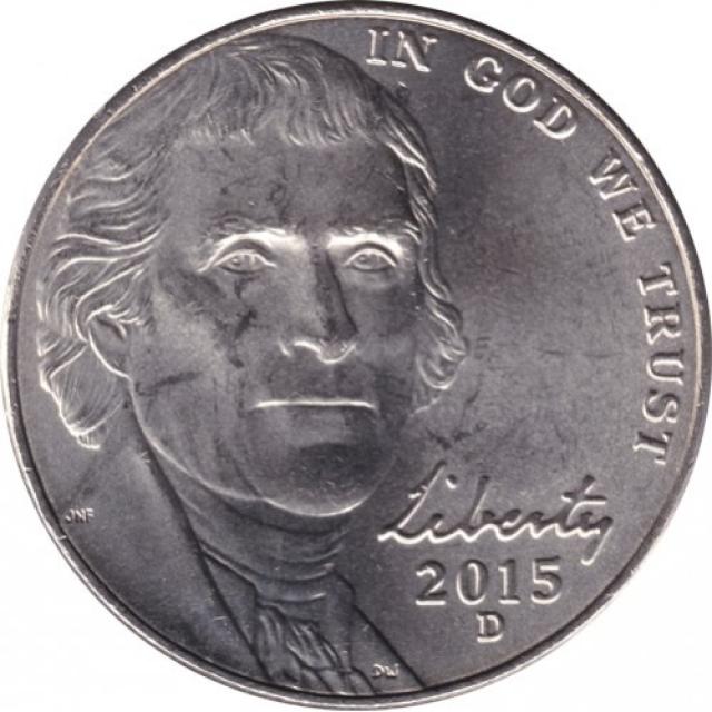 Монета Jefferson Nickel, 5 центів 2015, США, США
