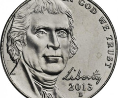 Монета Jefferson Nickel, 5 центів 2013, США, США