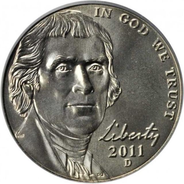Монета Jefferson Nickel, 5 центів 2011, США, США