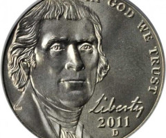 Монета Jefferson Nickel, 5 центів 2011, США, США