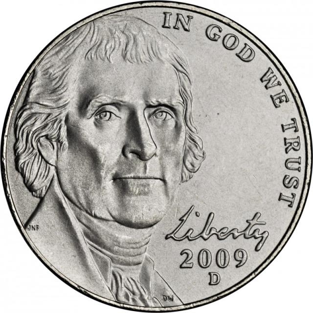 Монета Jefferson Nickel, 5 центів 2009, США, США