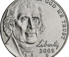 Монета Jefferson Nickel, 5 центів 2009, США, США