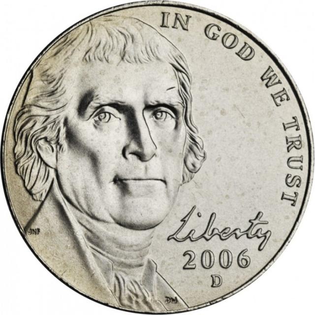 Монета Jefferson Nickel, 5 центів 2006, США, США