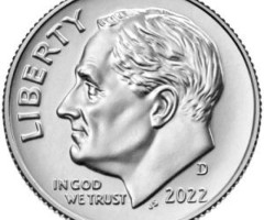 Монета Roosevelt Dime, 1 дайм 2022, США, США