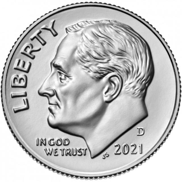Монета Roosevelt Dime, 1 дайм 2021, США, США