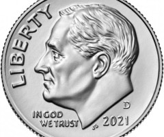 Монета Roosevelt Dime, 1 дайм 2021, США, США