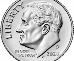 Монета Roosevelt Dime, 1 дайм 2020, США, США
