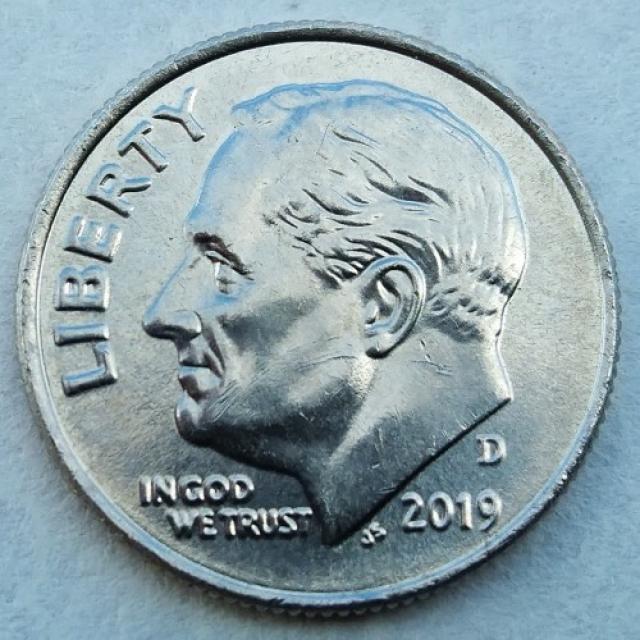 Монета Roosevelt Dime, 1 дайм 2019, США, США