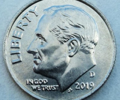 Монета Roosevelt Dime, 1 дайм 2019, США, США