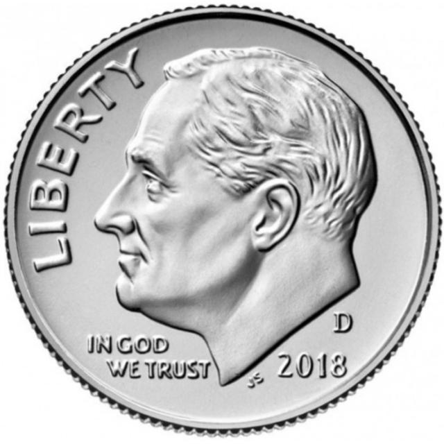 Монета Roosevelt Dime, 1 дайм 2018, США, США