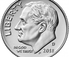 Монета Roosevelt Dime, 1 дайм 2018, США, США