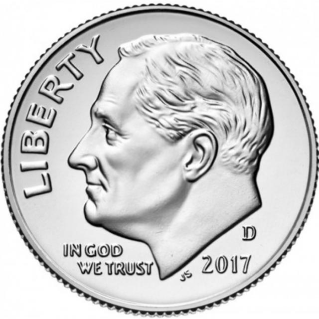 Монета Roosevelt Dime, 1 дайм 2017, США, США