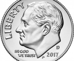 Монета Roosevelt Dime, 1 дайм 2017, США, США