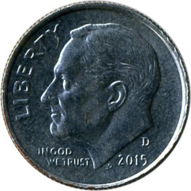 Монета Roosevelt Dime, 1 дайм 2015, США, США