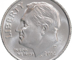 Монета Roosevelt Dime, 1 дайм 2014, США, США