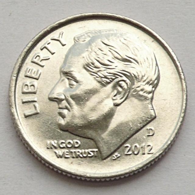 Монета Roosevelt Dime, 1 дайм 2012, США, США