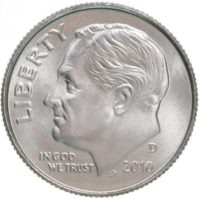 Монета Roosevelt Dime, 1 дайм 2010, США, США
