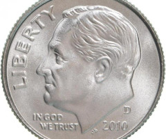 Монета Roosevelt Dime, 1 дайм 2010, США, США