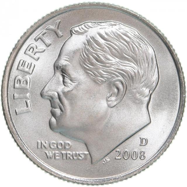 Монета Roosevelt Dime, 1 дайм 2008, США, США