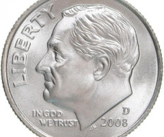 Монета Roosevelt Dime, 1 дайм 2008, США, США