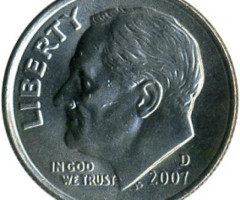 Монета Roosevelt Dime, 1 дайм 2007, США, США