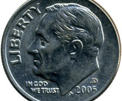Монета Roosevelt Dime, 1 дайм 2005, США, США