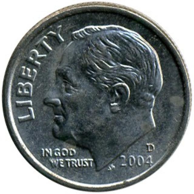 Монета Roosevelt Dime, 1 дайм 2004, США, США