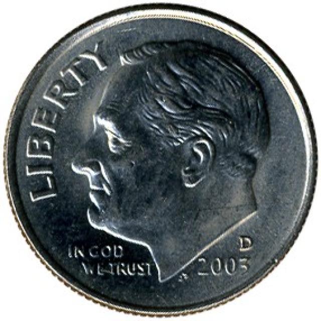 Монета Roosevelt Dime, 1 дайм 2003, США, США