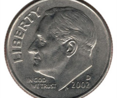 Монета Roosevelt Dime, 1 дайм 2002, США, США