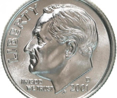 Монета Roosevelt Dime, 1 дайм 2001, США, США