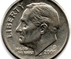 Монета Roosevelt Dime, 1 дайм 2000, США, США