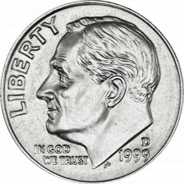 Монета Roosevelt Dime, 1 дайм 1999, США, США
